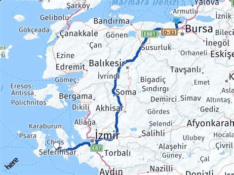 Çeşme bursa arası kaç km