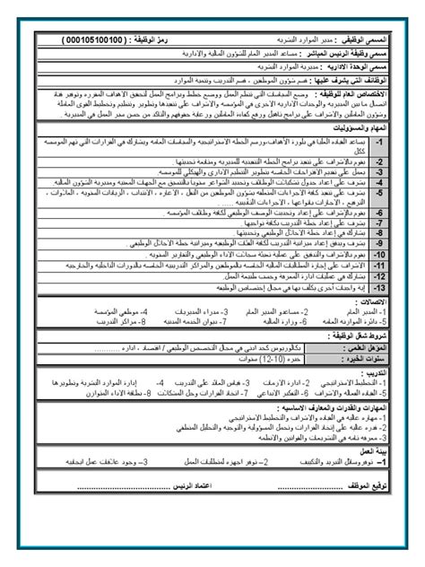 بطاقات الوصف الوظيفى 2016 وزارة التربية والتعليم pdf