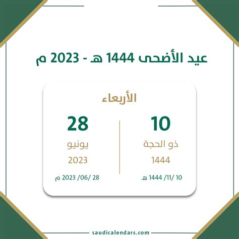 تاريخ عيد الأضحى 2023 السعودية