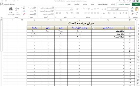 تحميل نموذج حسابات عملاء