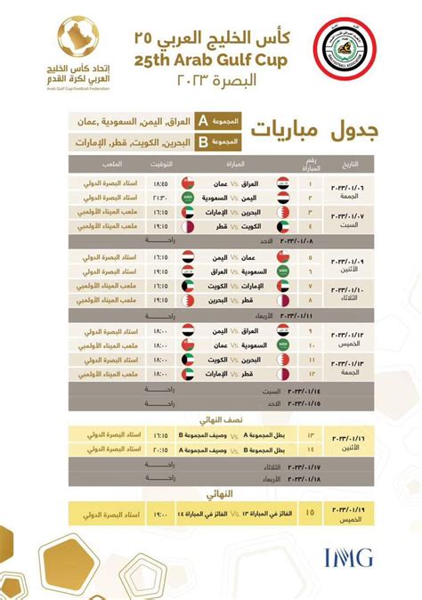 جدول مباريات كأس الخليج 2023