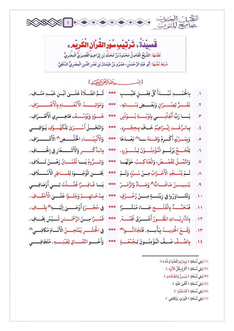 قصيدة ترتيب سور القرآن الكريم pdf