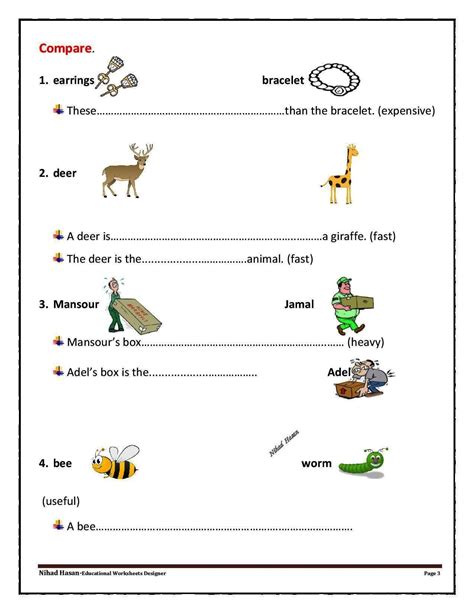 نشاط لمادة اللغة الانجليزية ينمي مهارة المقارنة pdf