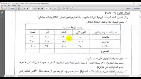 نموذج امتحان عملي excel pdf لغات