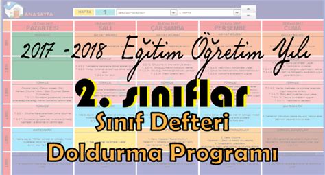 2 sınıf sınıf defteri doldurma programı 2017 2018