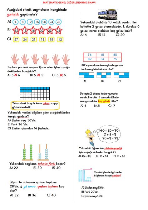 3 sınıf genel değerlendirme matematik