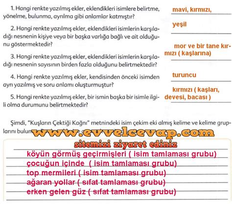 6 sınıf türkçe ders kitabı kuşların çektiği kağnı cevapları