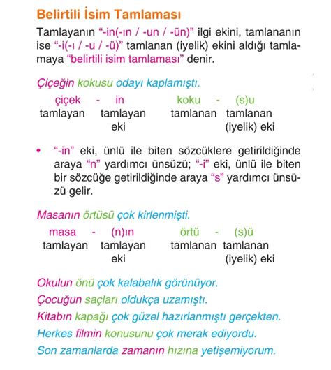 6 sınıf türkçe tamlayan tamlanan konu anlatımı