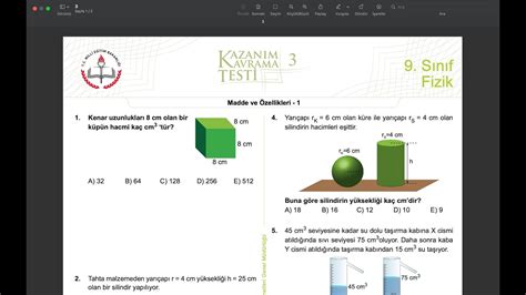 9 sınıf eba fizik testleri çözümleri
