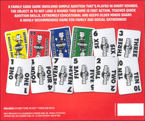 99 Or Bust Card Game Instructions
