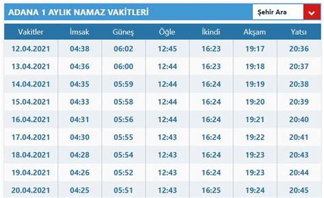 Adana imsak vakti 2021