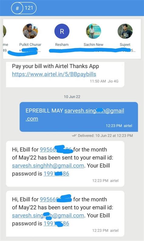 Airtel Prepaid Bill Details Sms