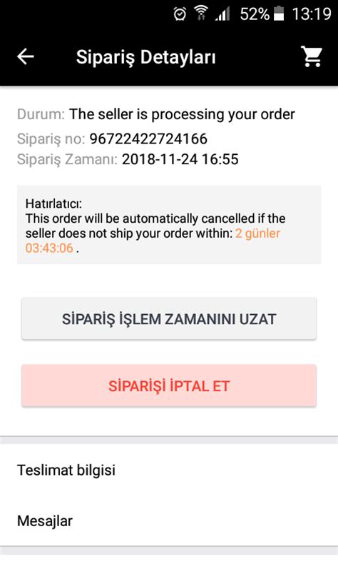 Aliexpress gelmeyen sipariş