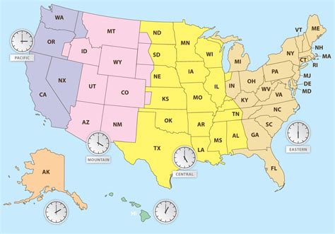 All 50 States Time Zones