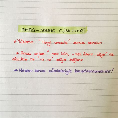 Amaç sonuç cümleleri