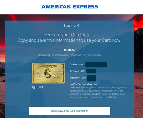Amex Instant Card Number