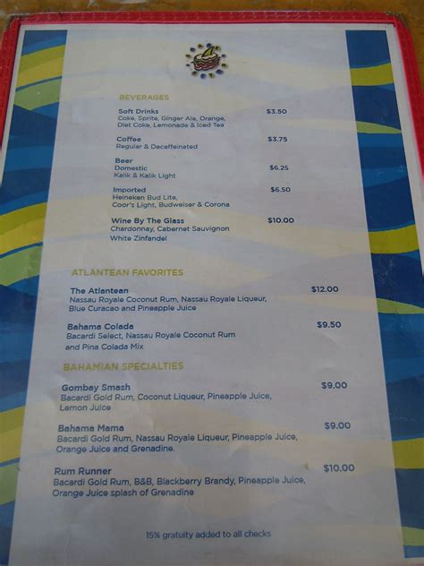 Atlantis Bahamas Restaurant Menus With Prices
