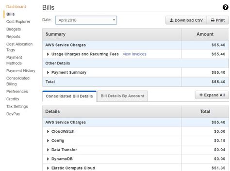 Aws Billing Page