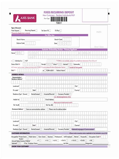 Axis Bank Fd Application Form