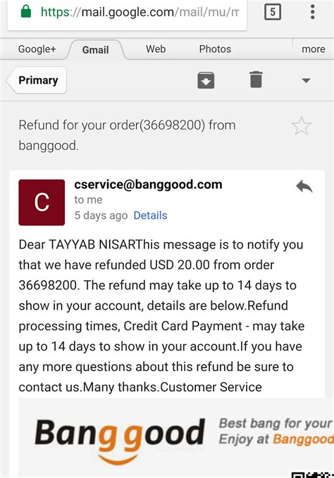 Banggood refund