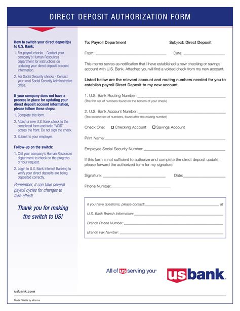 Bank America Direct Deposit Form
