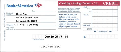 Bank Of America Deposit Slip Download