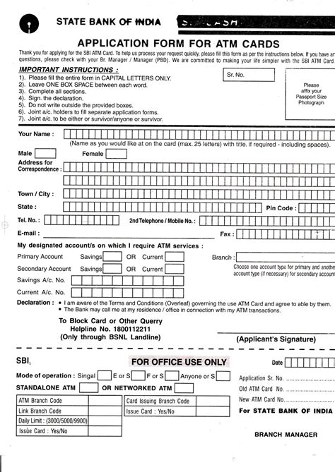 Bank Of India Atm Card Application Form Online