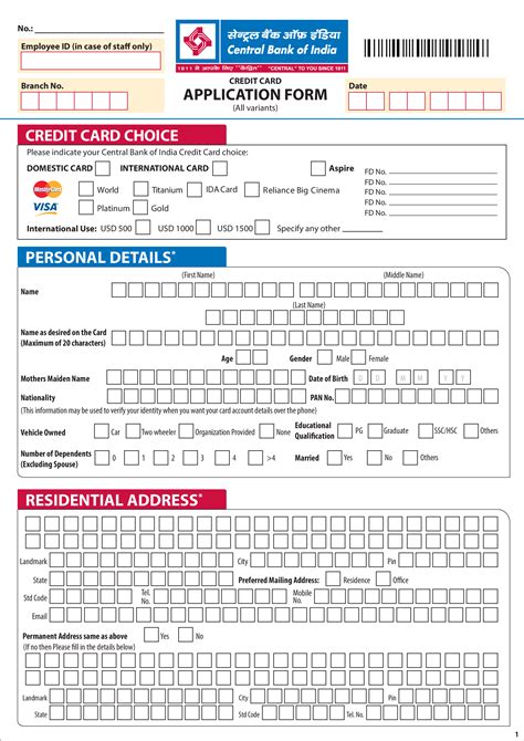 Bank Of India Credit Card Online Application Form