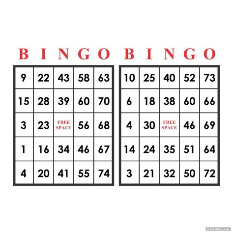Bingo Sheets Printable 1 75