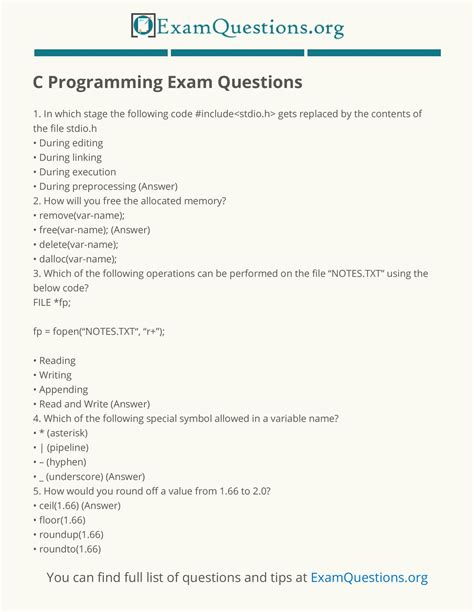 C Programming Questions To Practice