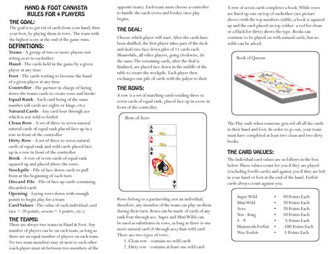 Canasta Foot And Hand Rules