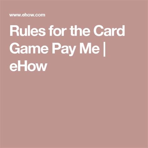 Card Game Pay Me