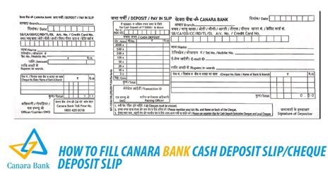 Cash Deposit Slip Canara Bank