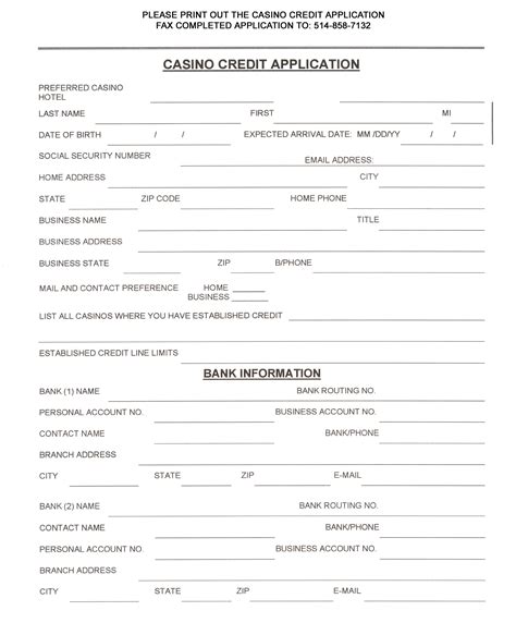 Casino Application Form