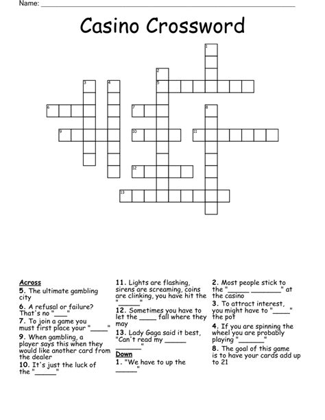 Casino Crossword Puzzle