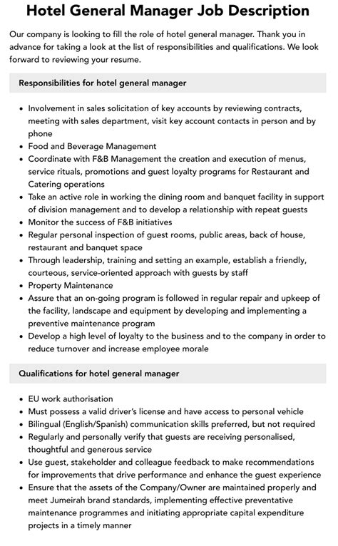 Casino General Manager Duties And Responsibilities