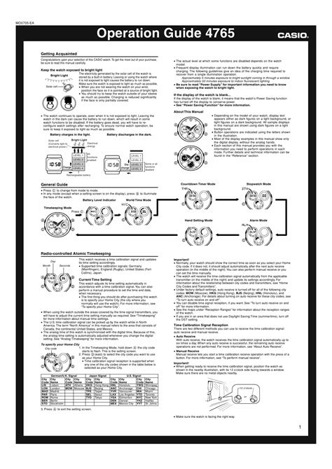 Casio Watches Manuals Downloads