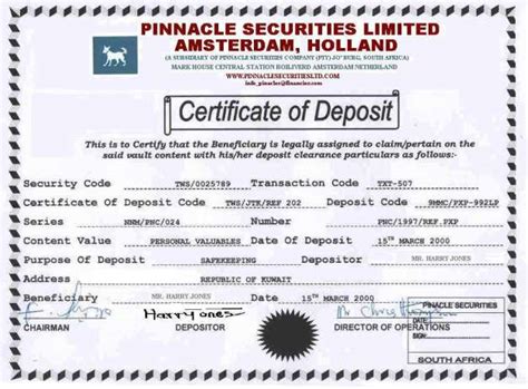 Certificate Of Deposit Canada