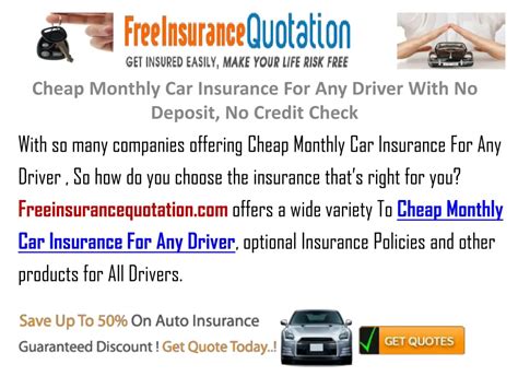 Cheap Monthly Car Insurance With No Deposit Cheap Monthly Car Insurance With No Deposit