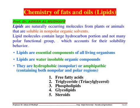 Chemistry of lipid pdf جامعة الملك عبدالعزيز