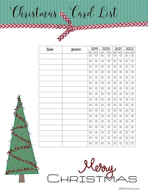 Christmas Card List 2022