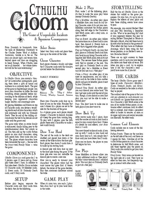 Cthulhu Gloom Rules