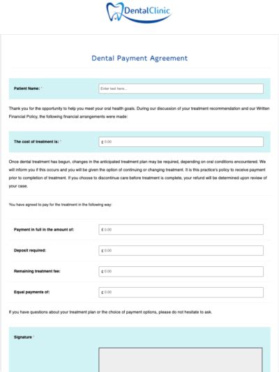 Dental Deposit Form