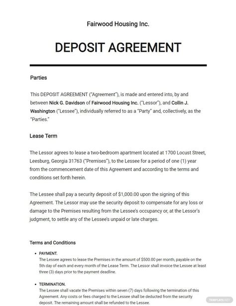 Deposit Agreement