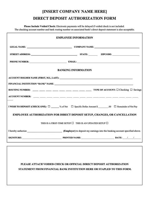 Direct Deposit Form For Employees