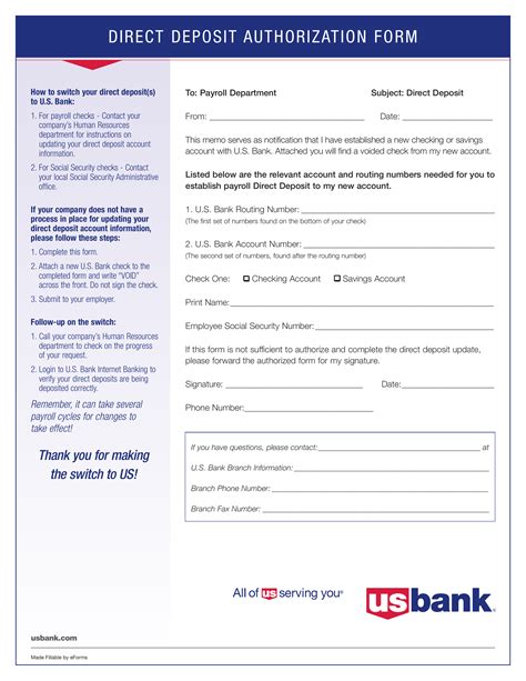 Direct Deposit Form From Bank