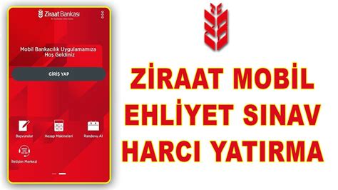 Direksiyon sınav ücreti yatırma ziraat bankası mobil
