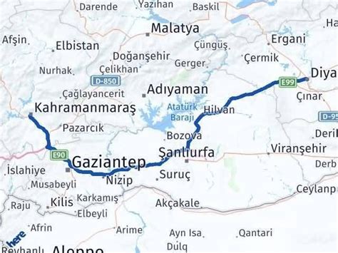 Diyarbakır maraş kaç km