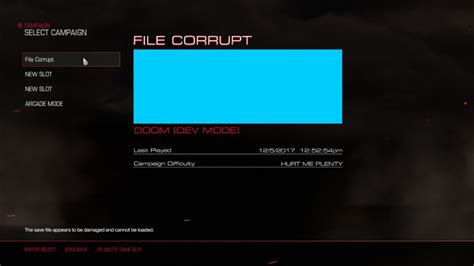 Doom 2016 The Save File Appears To Be Damaged