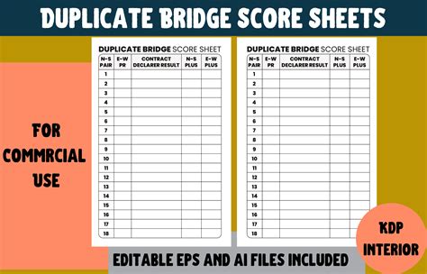 Duplicate Bridge Score Sheets Printable